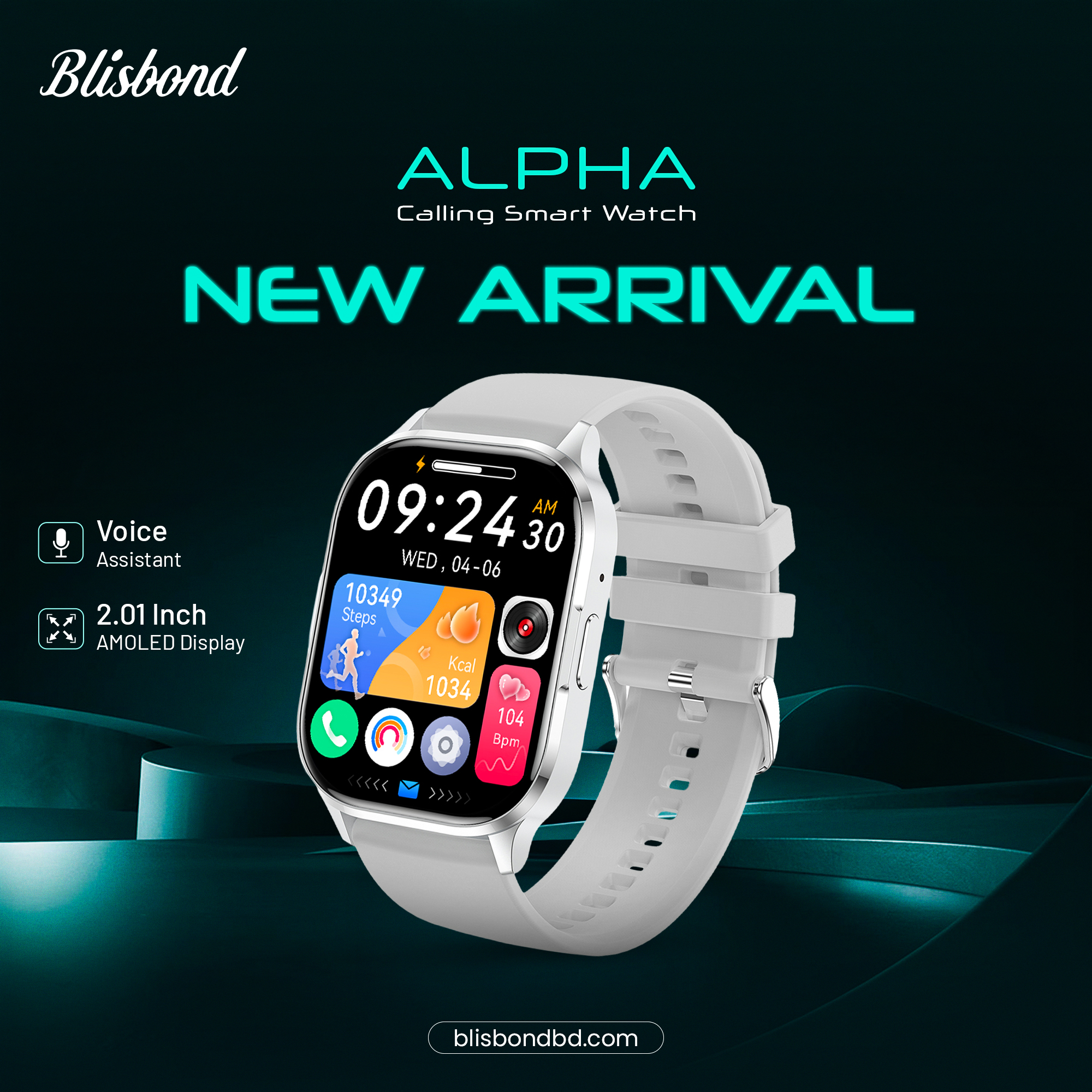 Blisbond Alpha 2.01-inch AMOLED Display Bluetooth Calling Smart Watch